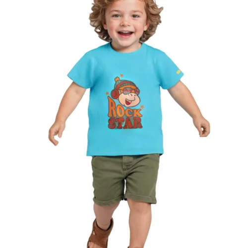 Boys Cotton T-Shirt | Rock Star | Scuba Blue | 2-6Y