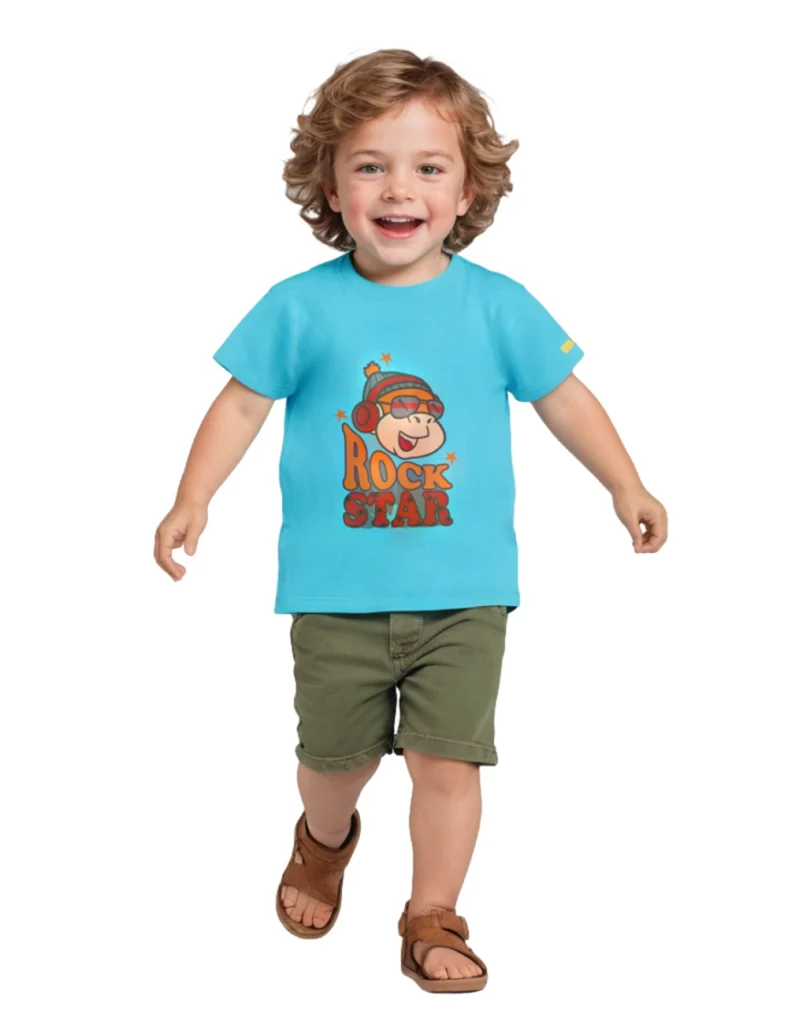 Boys Cotton T-Shirt | Rock Star | Scuba Blue | 2-6Y