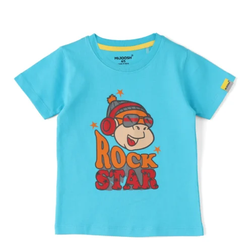 Boys Cotton T-Shirt | Rock Star | Scuba Blue | 2-6Y