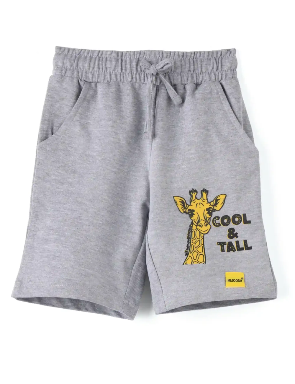 Girls Cotton Shorts | Giraffe | Grey Melange | 2-6Y