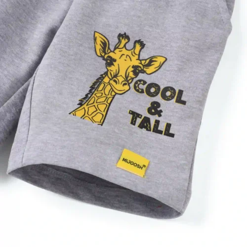 Girls Cotton Shorts | Giraffe | Grey Melange | 2-6Y
