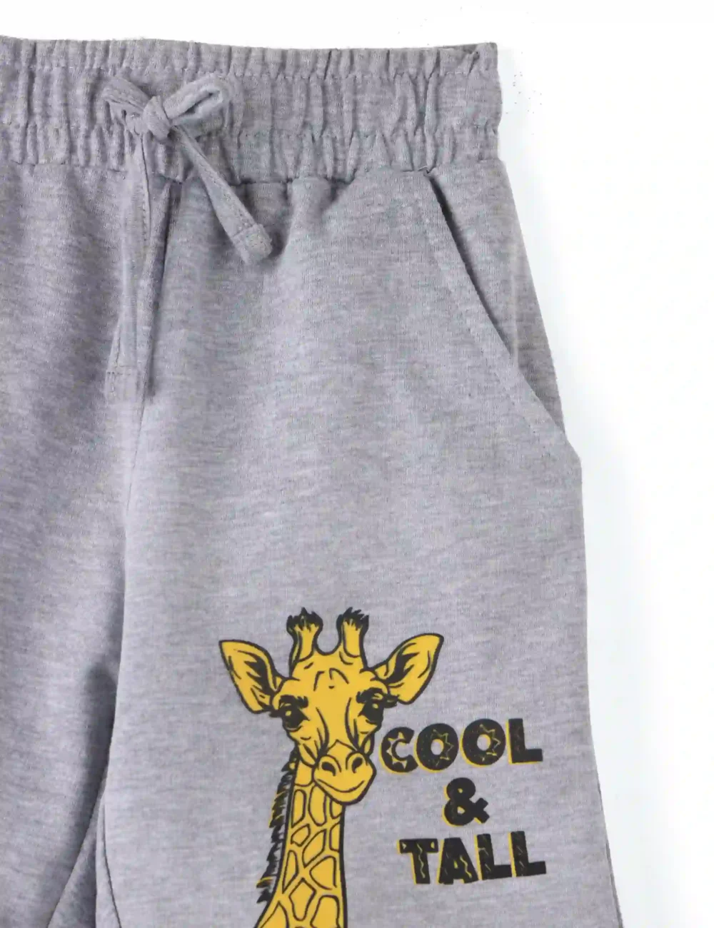 Girls Cotton Shorts | Giraffe | Grey Melange | 2-6Y