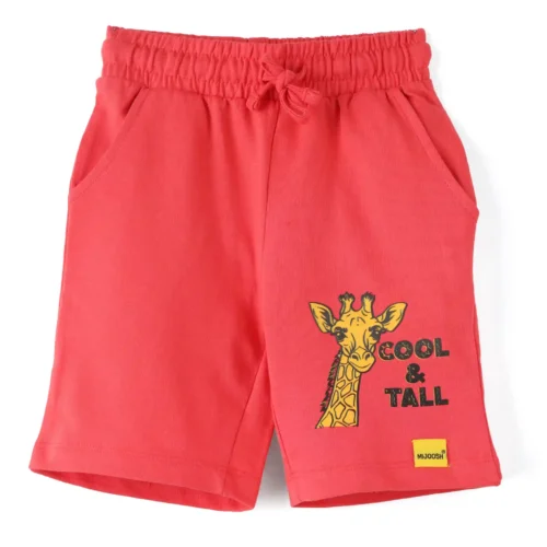 Girls Cotton Shorts | Giraffe | Red | 2-6Y
