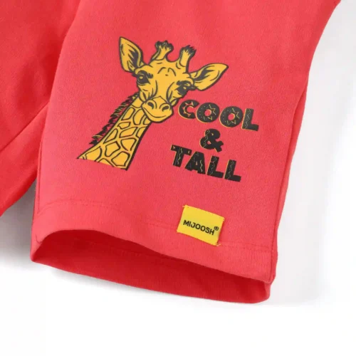 Girls Cotton Shorts | Giraffe | Red | 2-6Y