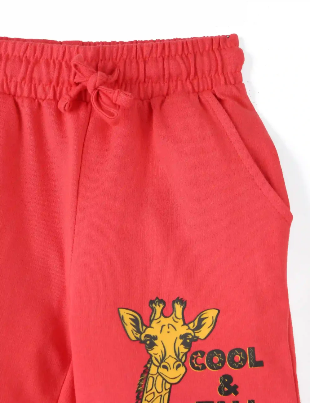 Girls Cotton Shorts | Giraffe | Red | 2-6Y
