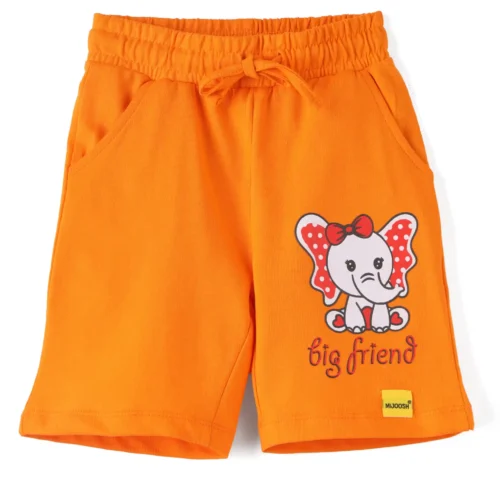 Girls Cotton Shorts | Big Elephant | Orange | 2-6Y