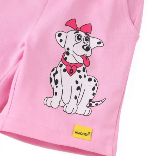 Girls Cotton Shorts | Cute Dog | Pink | 2-6Y