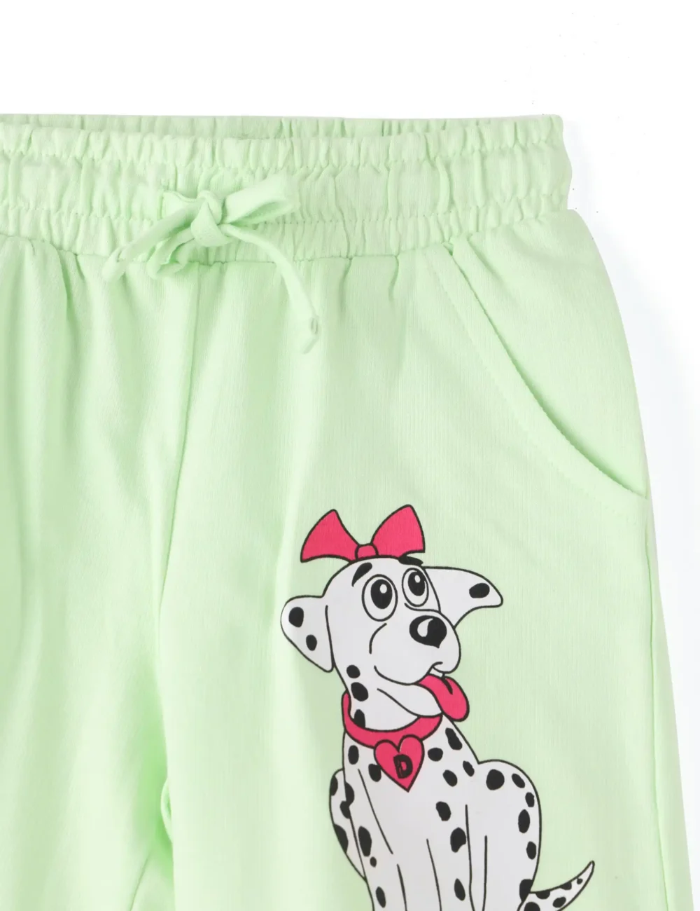Girls Cotton Shorts | Cute Dog | Green | 2-6Y