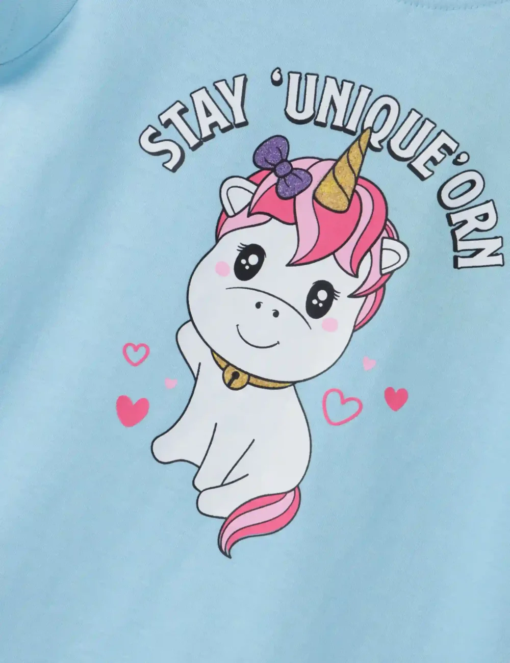 Girls Cotton T-Shirt | Cute Unicorn | Atomizer Blue | 2-6Y