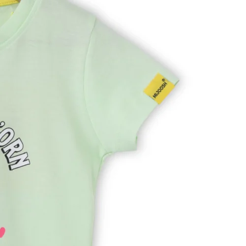 Girls Cotton T-Shirt | Cute Unicorn | Patina Green | 2-6Y