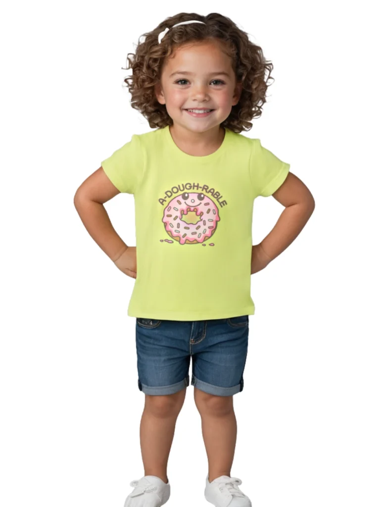 Girls Cotton T-Shirt | Donut | Acid Lime Green | 2-6Y