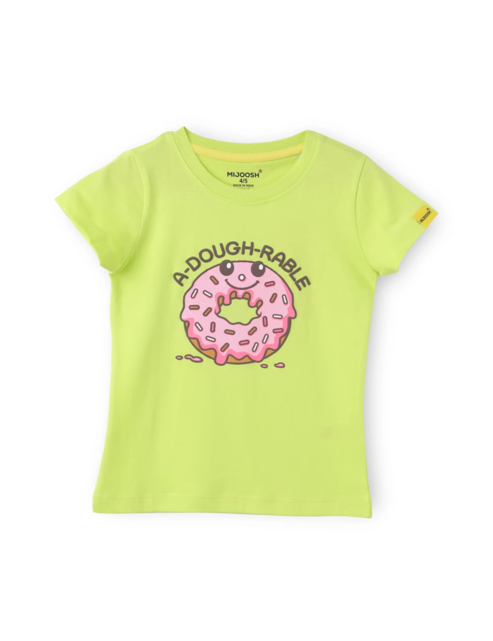 Girls Cotton T-Shirt | Donut | Acid Lime Green | 2-6Y