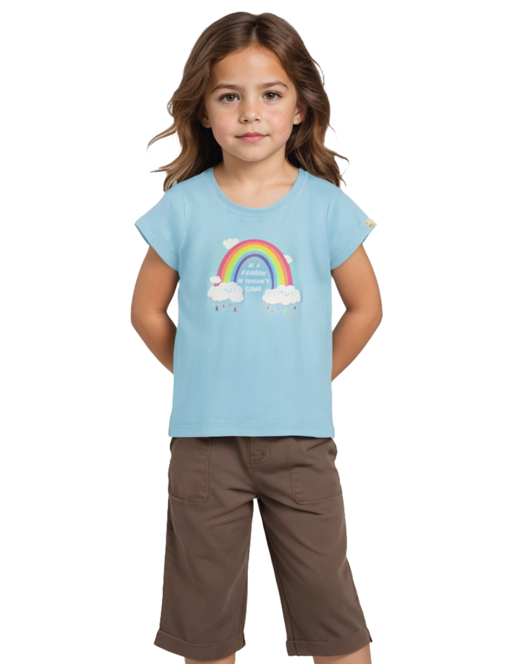 Girls Cotton T-Shirt | Rainbow Cloud | Atomizer Blue | 2-6Y