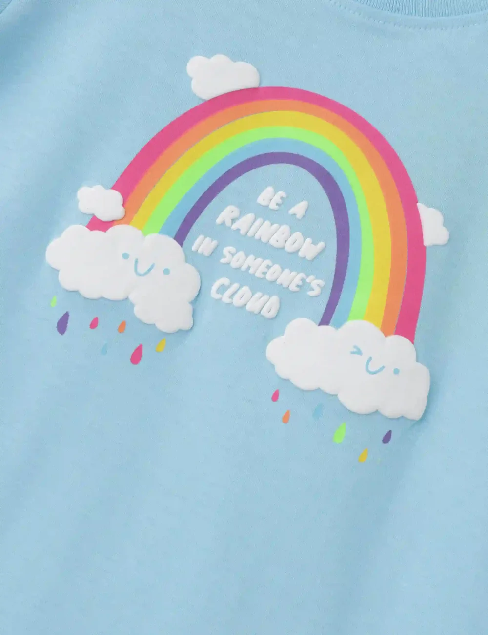 Girls Cotton T-Shirt | Rainbow Cloud | Atomizer Blue | 2-6Y