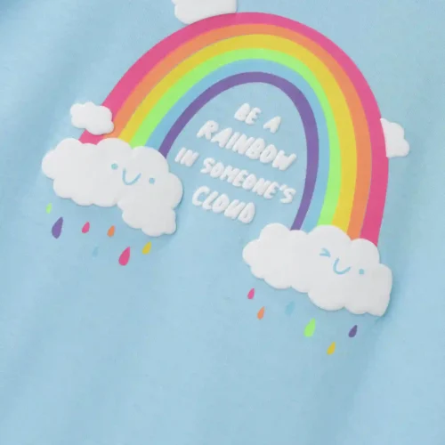 Girls Cotton T-Shirt | Rainbow Cloud | Atomizer Blue | 2-6Y