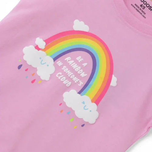Girls Cotton T-Shirt | Rainbow Cloud | Bon Bon Pink | 2-6Y