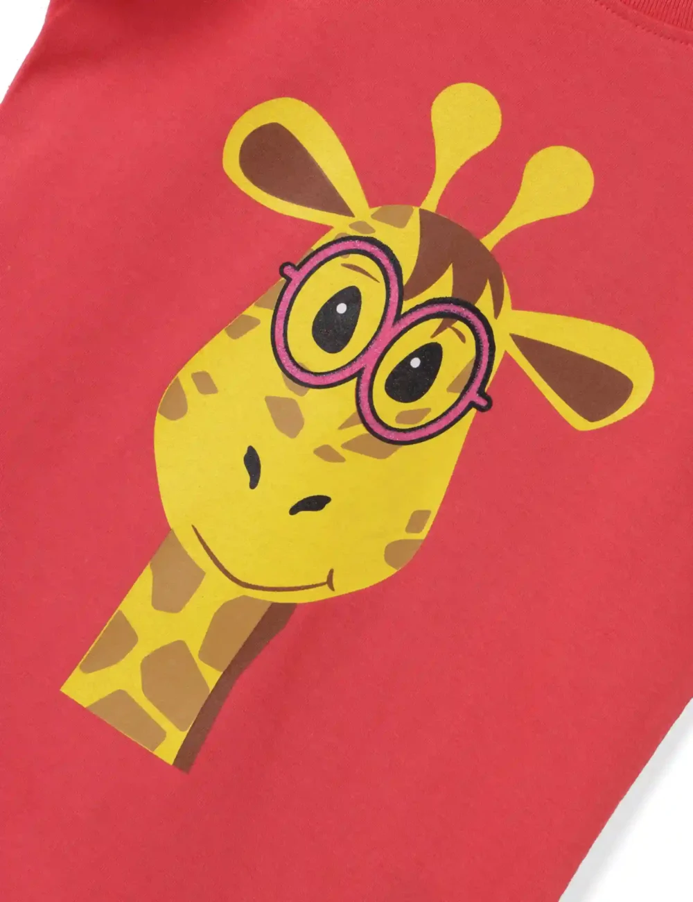 Girls Cotton T-Shirt | Giraffe | Hibiscus Red | 2-6Y