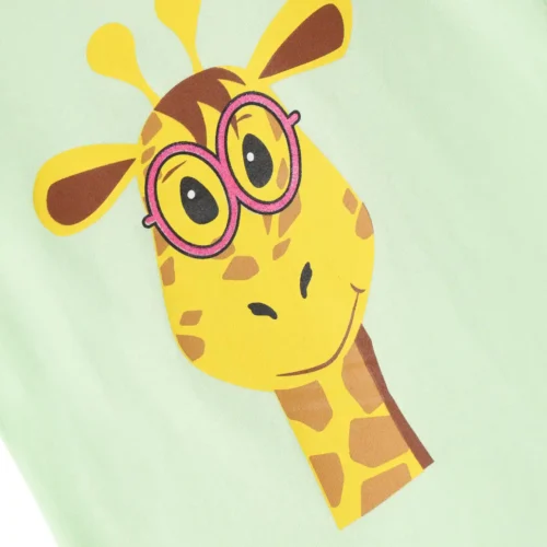 Girls Cotton T-Shirt | Giraffe | Patina Green | 2-6Y