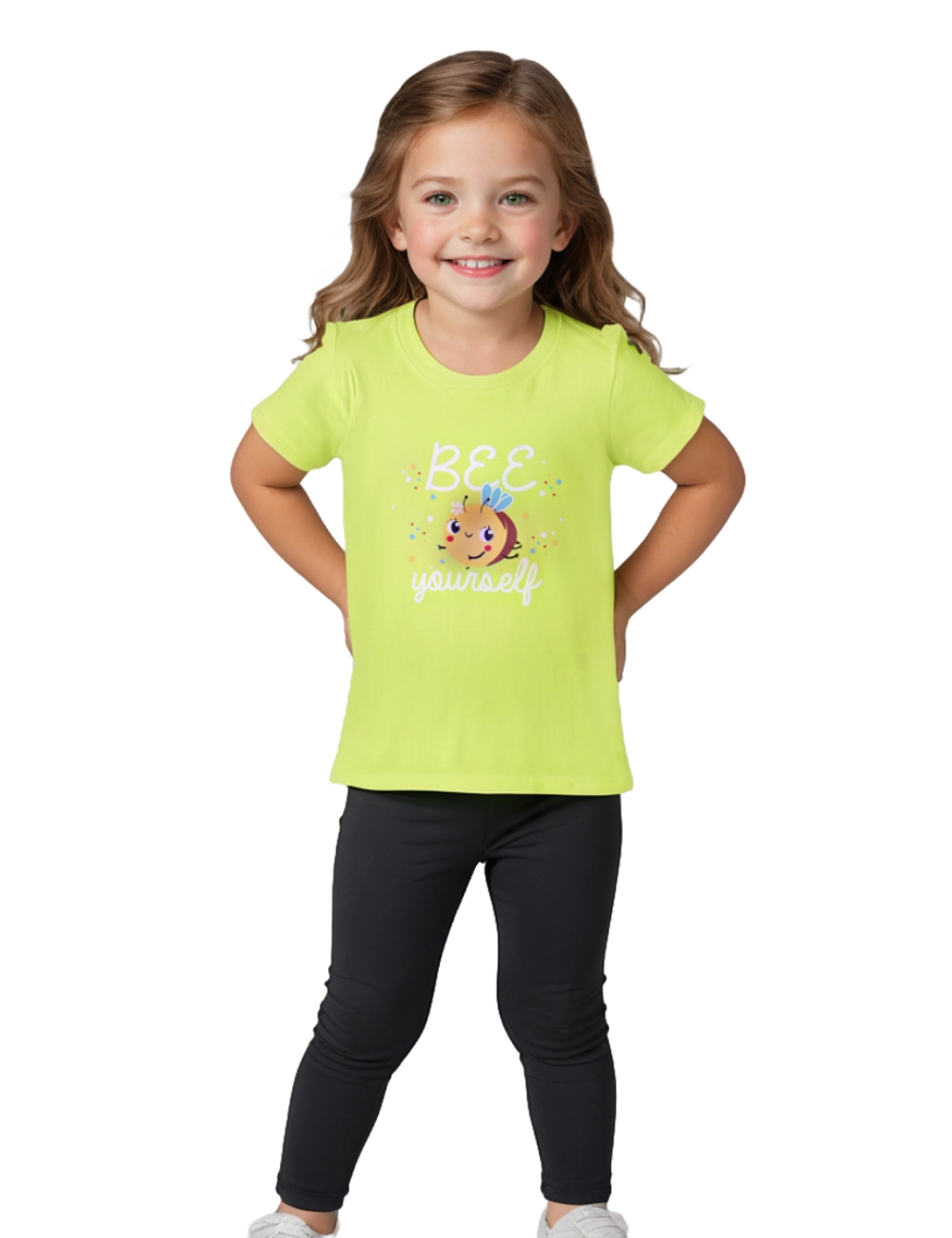 Girls Cotton T-Shirt | Honeybee | Acid Lime Green | 2-6Y