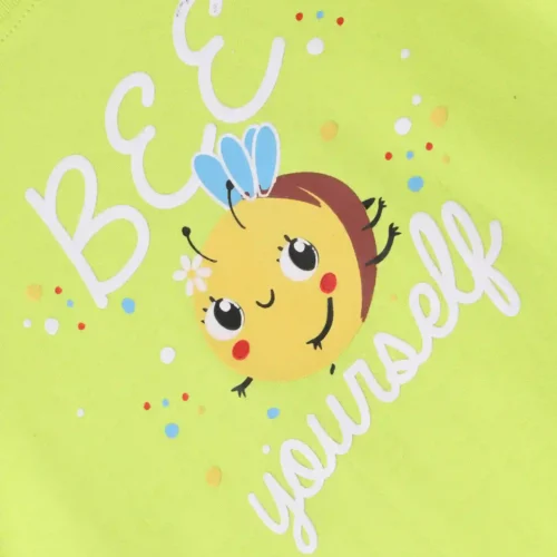 Girls Cotton T-Shirt | Honeybee | Acid Lime Green | 2-6Y