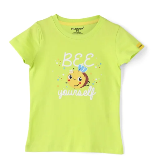Girls Cotton T-Shirt | Honeybee | Acid Lime Green | 2-6Y