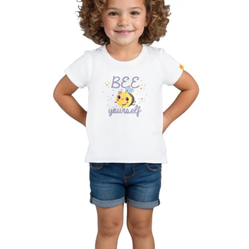 Girls Cotton T-Shirt | Honeybee | White | 2-6Y