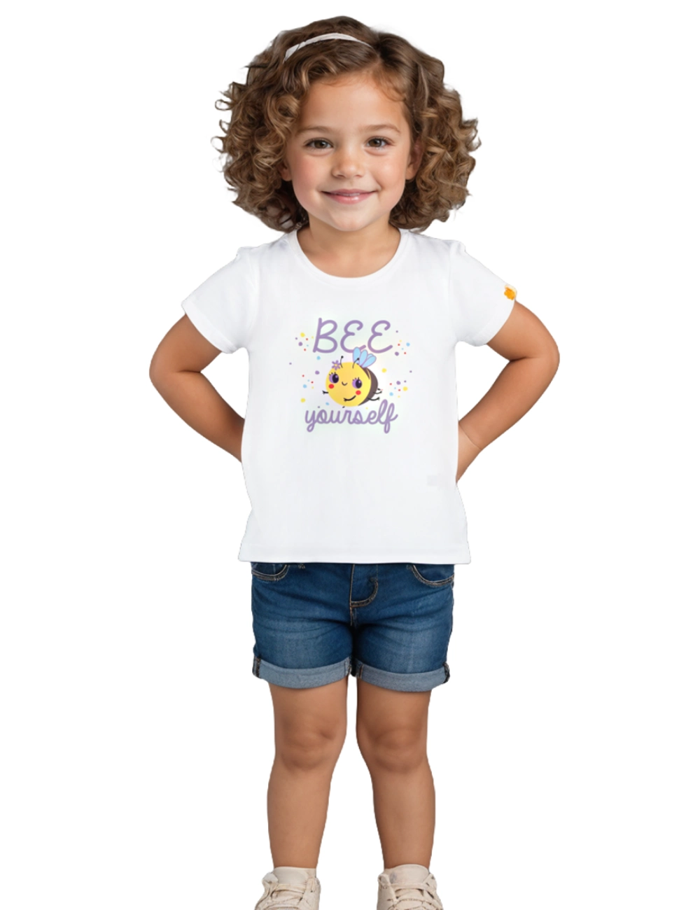 Girls Cotton T-Shirt | Honeybee | White | 2-6Y
