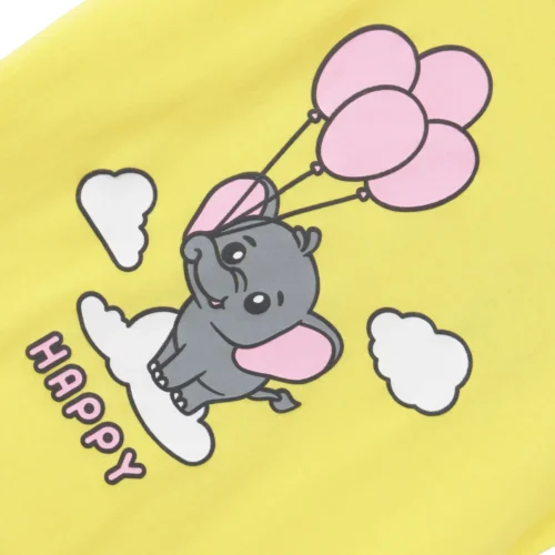 Girls Cotton T-Shirt | Baby Elephant | Blazing Yellow | 2-6Y