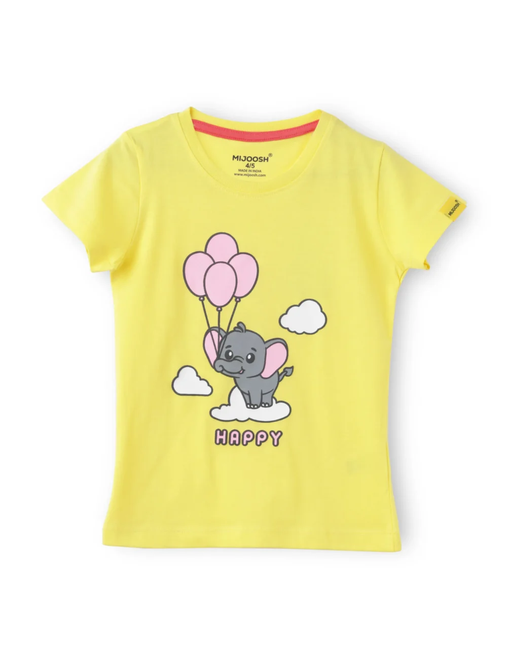 Girls Cotton T-Shirt | Baby Elephant | Blazing Yellow | 2-6Y
