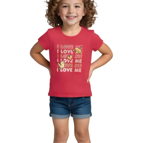 Girls Cotton T-Shirt | Love Tweety | Bright Rose Pink | 2-6Y