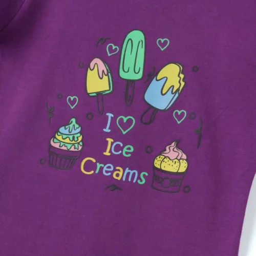 Girls Cotton T-Shirt | Love Ice Creams | Violet Grape | 2-6Y