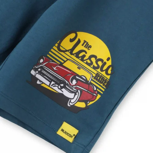 Boys Cotton Shorts | Classic Car | Blue Coral | 7-14Y