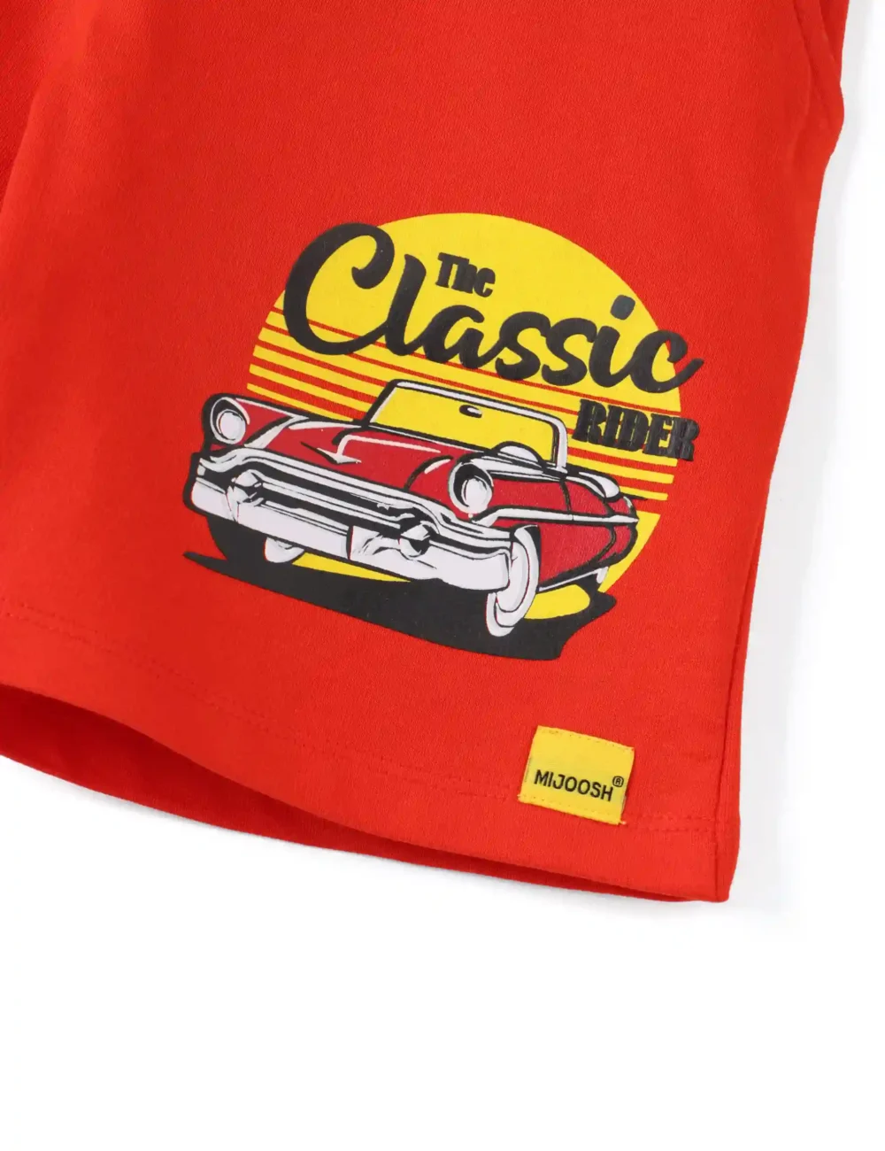 Boys Cotton Shorts | Classic Car | Fiery Red | 7-14Y