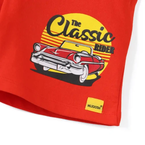 Boys Cotton Shorts | Classic Car | Fiery Red | 7-14Y