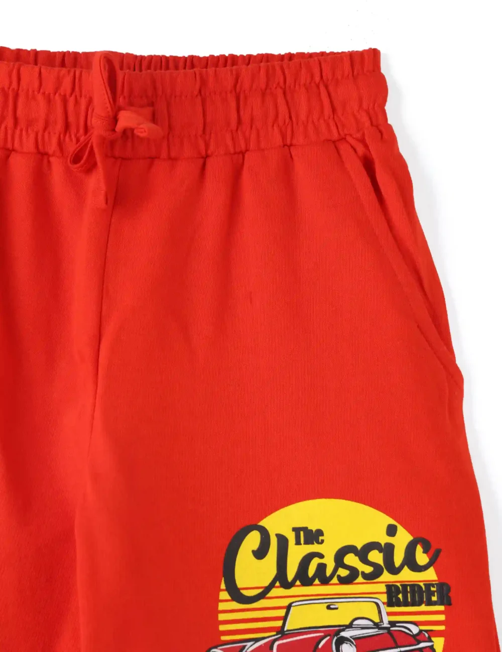 Boys Cotton Shorts | Classic Car | Fiery Red | 7-14Y