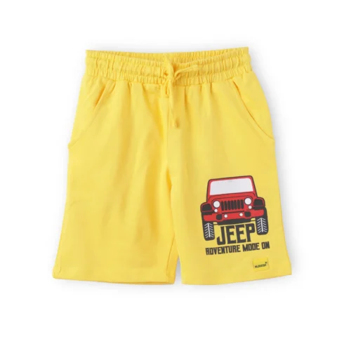 Boys Cotton Shorts | Adventure Jeep | Dandelion Yellow | 7-14Y