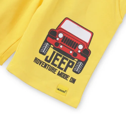 Boys Cotton Shorts | Adventure Jeep | Dandelion Yellow | 7-14Y