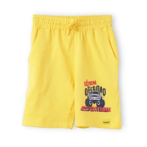 Boys Cotton Shorts | Off Road Jeep | Dandelion Yellow | 7-14Y
