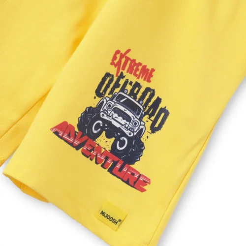 Boys Cotton Shorts | Off Road Jeep | Dandelion Yellow | 7-14Y