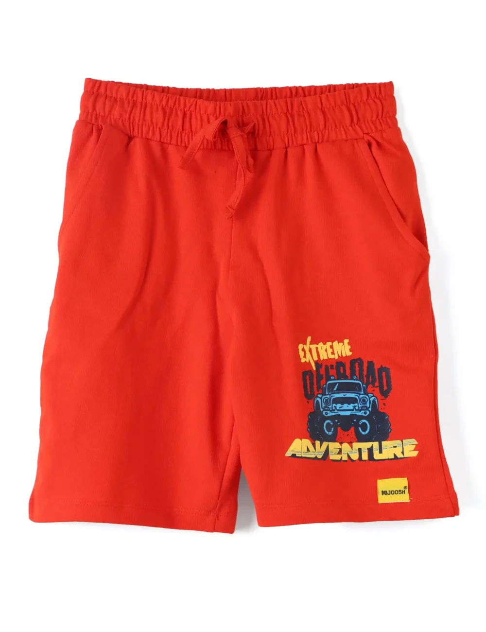Boys Cotton Shorts | Off Road Jeep | Fiery Red | 7-14Y