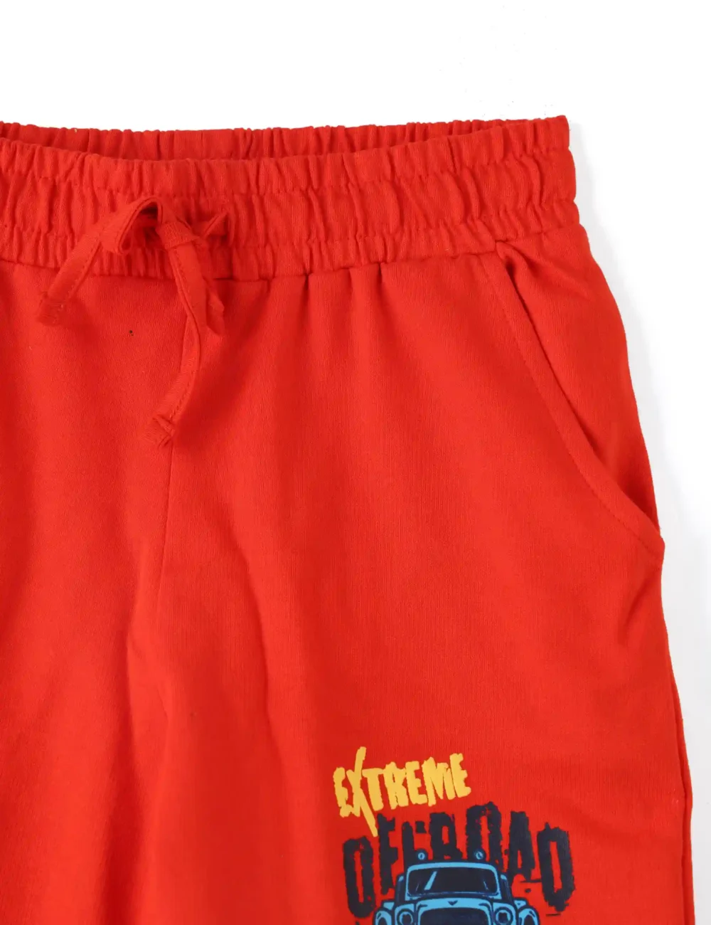 Boys Cotton Shorts | Off Road Jeep | Fiery Red | 7-14Y