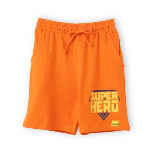 Boys Cotton Shorts | Super Hero | Scarlet Ibis Orange | 7-14Y