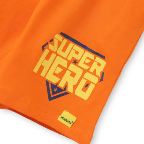 Boys Cotton Shorts | Super Hero | Scarlet Ibis Orange | 7-14Y