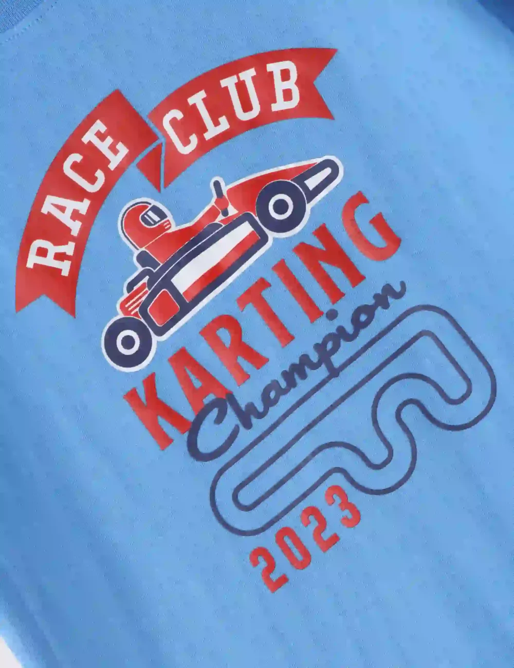 Boys Cotton T-Shirt | Race Club Karting | All Aboard Blue | 7-14Y