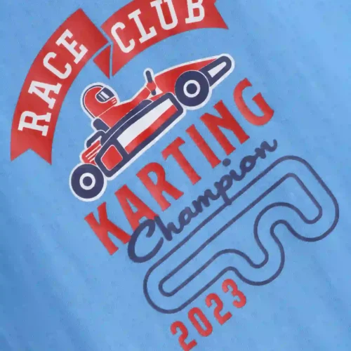Boys Cotton T-Shirt | Race Club Karting | All Aboard Blue | 7-14Y