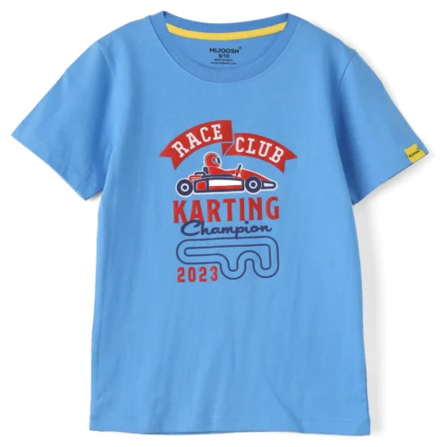 Boys Cotton T-Shirt | Race Club Karting | All Aboard Blue | 7-14Y