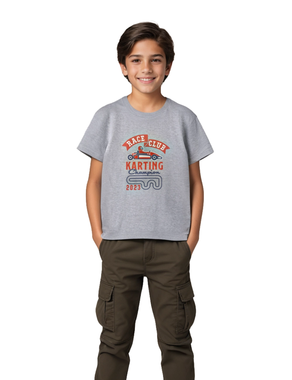 MSBT-1001-GM-24_1.webp Boys Cotton T-Shirt | Race Club Karting | Grey Heather | 7-14Y