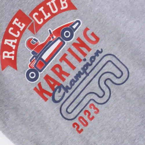 Boys Cotton T-Shirt | Race Club Karting | Grey Heather | 7-14Y