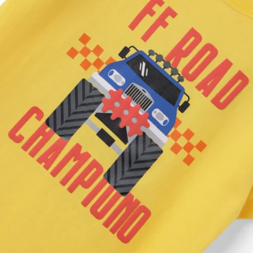 Boys Cotton T-Shirt | Off Road Champion | Dandelion Yellow | 7-14Y