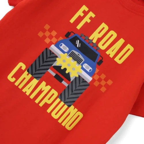 Boys Cotton T-Shirt | Off Road Champion | Fiery Red | 7-14Y